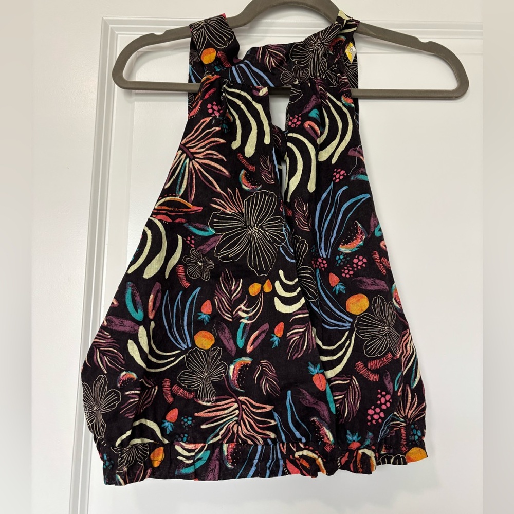 Free‎ People Brown Exotic Print Halter Crop Top Size Large